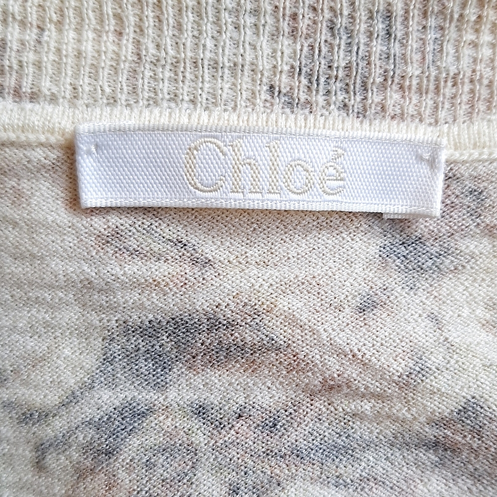 Chloe Faded Floral Wool Cardigan Sweater M - Picture 6 of 7